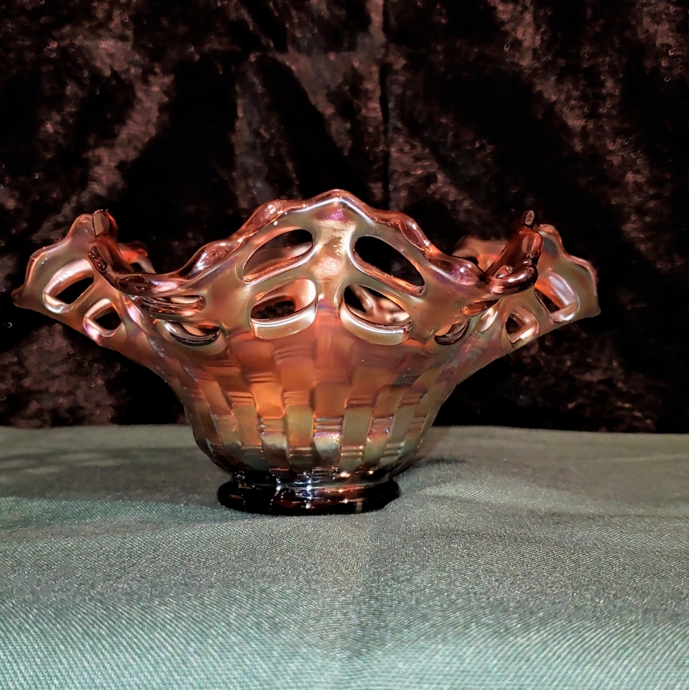 Vintage Fenton Open Edge Carnival Glass Bowl